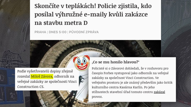 Vyhrožovat se prostě nevyplácí, bojovník proti hluku v Karlíně Miloš Závora pod falešnou identitou vyhrožoval hodnotící komisi na metro D